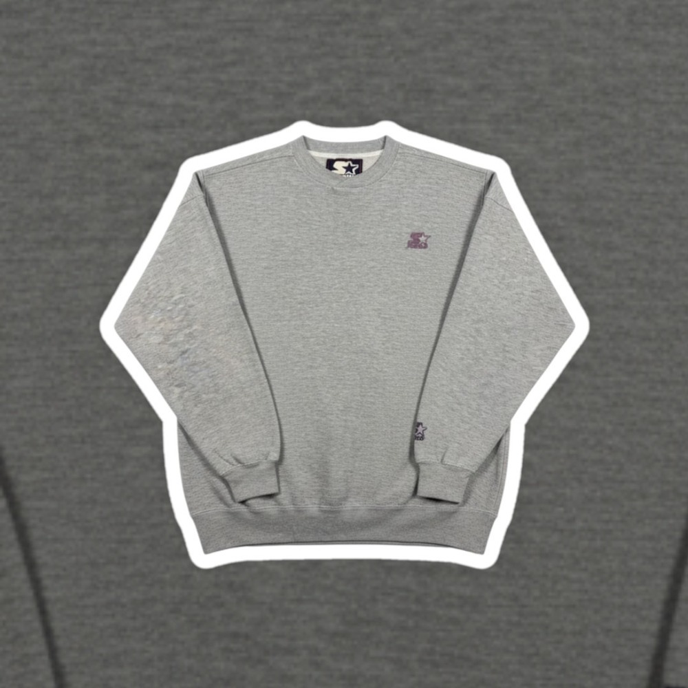 Vintage 90s Starter Gray Crewneck Sweatshirt Mens Large Embroidered Logo Retro